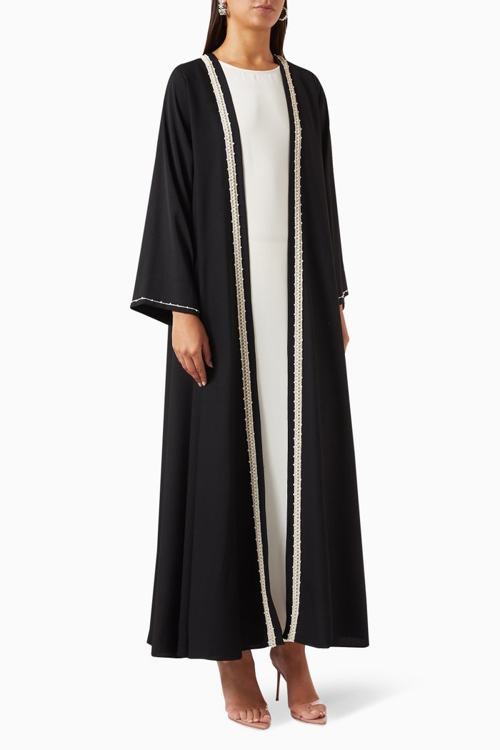 

3-piece Embellished Abaya Set, Black