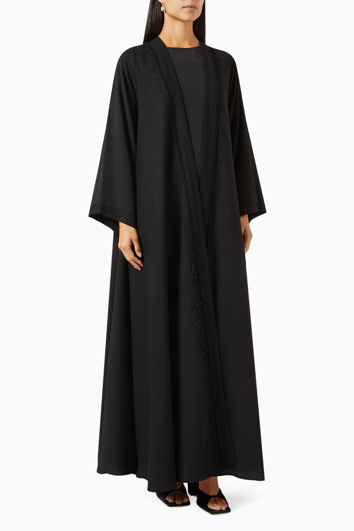 

3-piece Embellished Abaya Set, Black