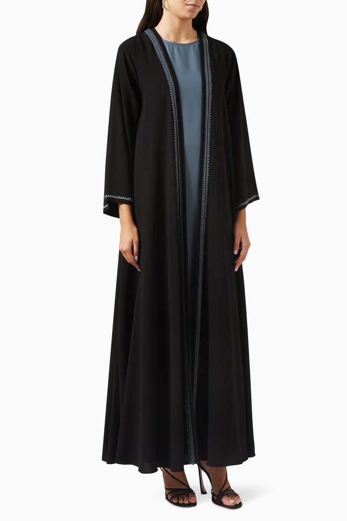 Corded Lace Abaya, Black