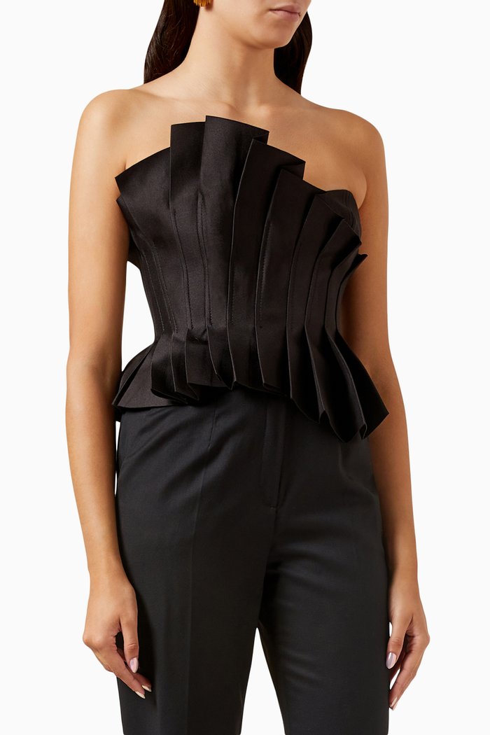 

Davies Pleated Peplum Top, Black