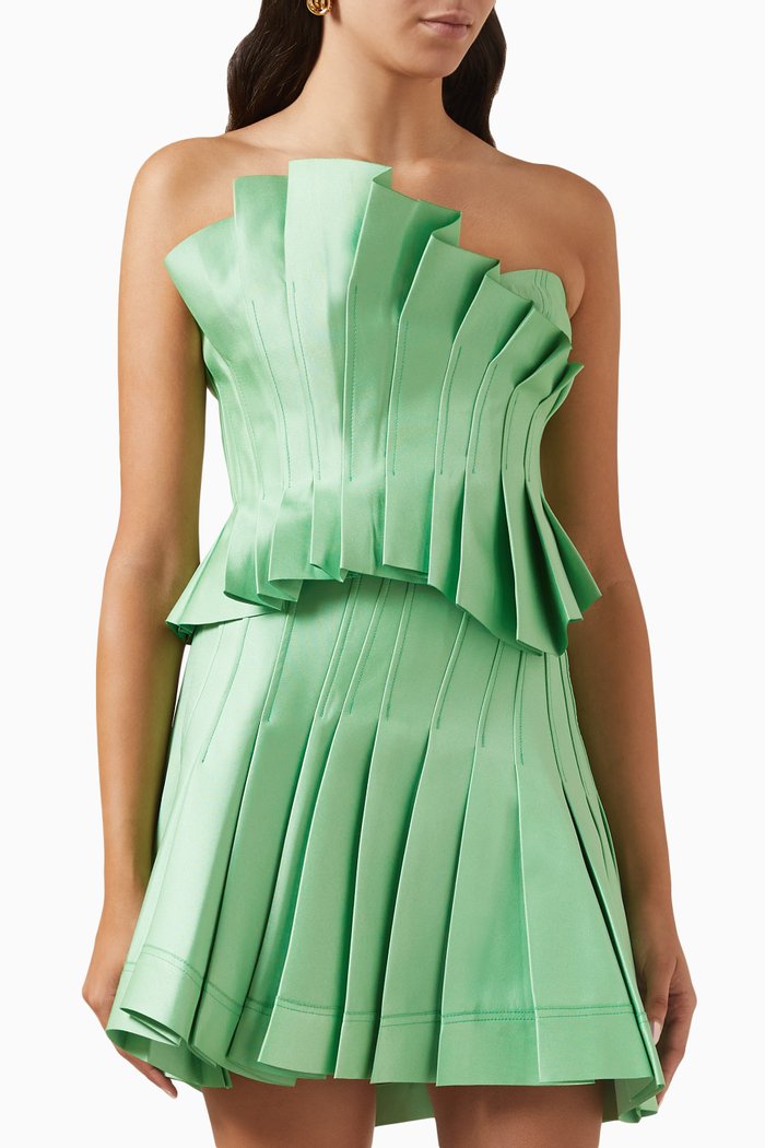 

Davies Pleated Peplum Top, Green