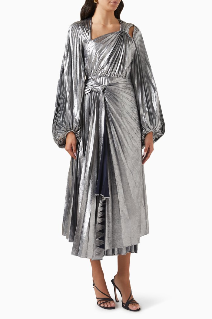 

Wellington Pleated Dress, Silver