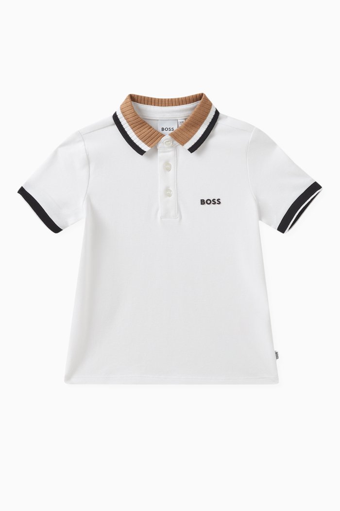 

Contrast Collar Polo in Cotton, White