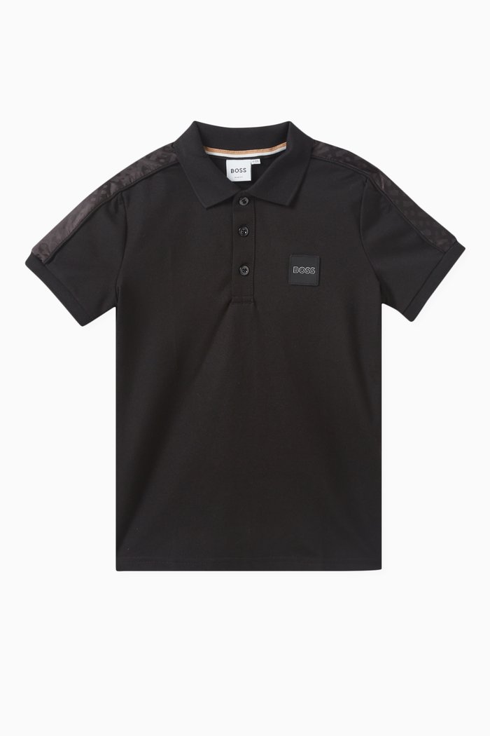 

Striped Detail Polo, Black