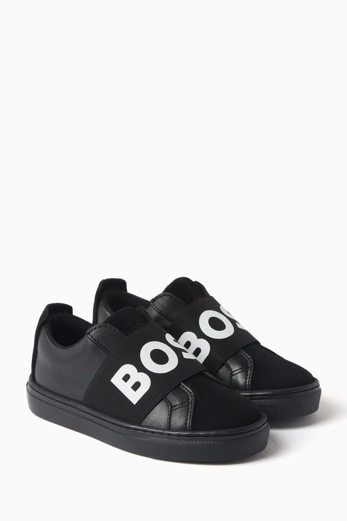 

Logo-print Slip-on Sneakers in Leather, Black
