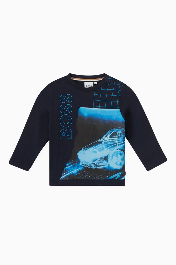 

Speeding Car Logo-print T-shirt in Cotton, Blue