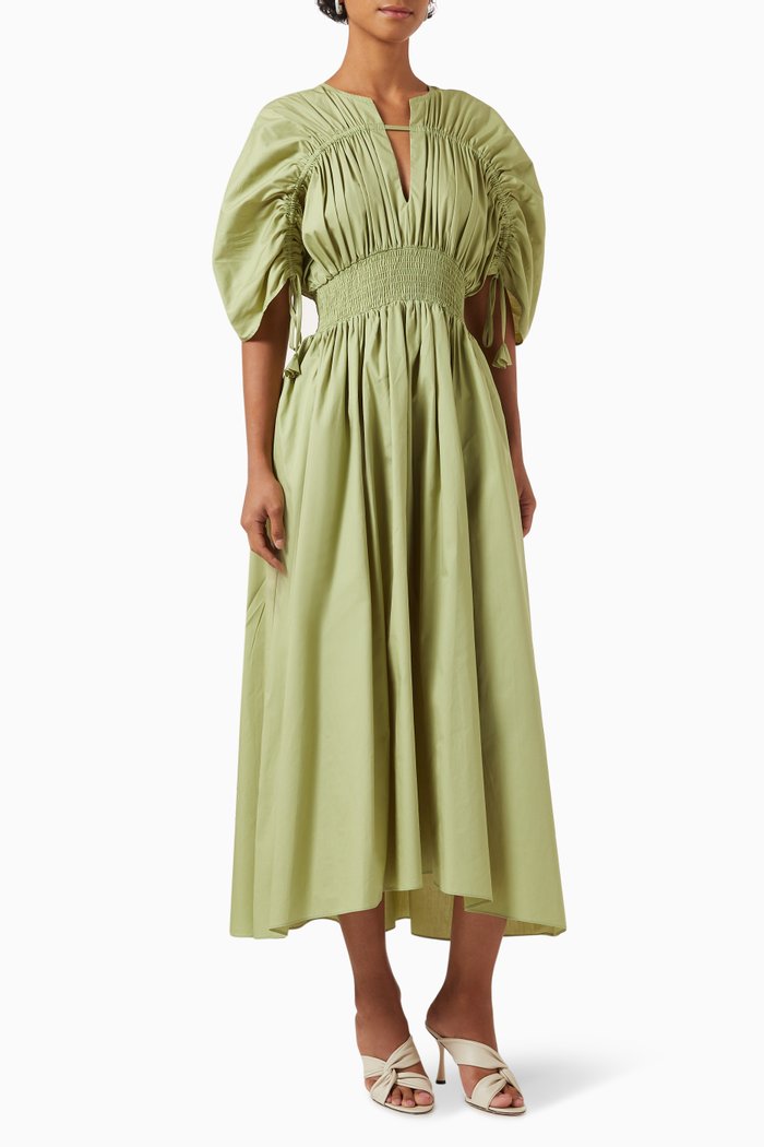 

Marianna Dress in Cotton Poplin, Green