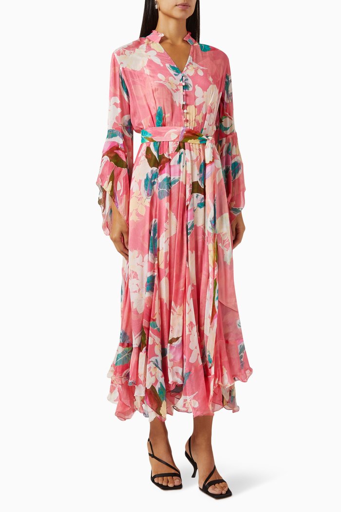 

Printed Dress in Chiffon, Pink