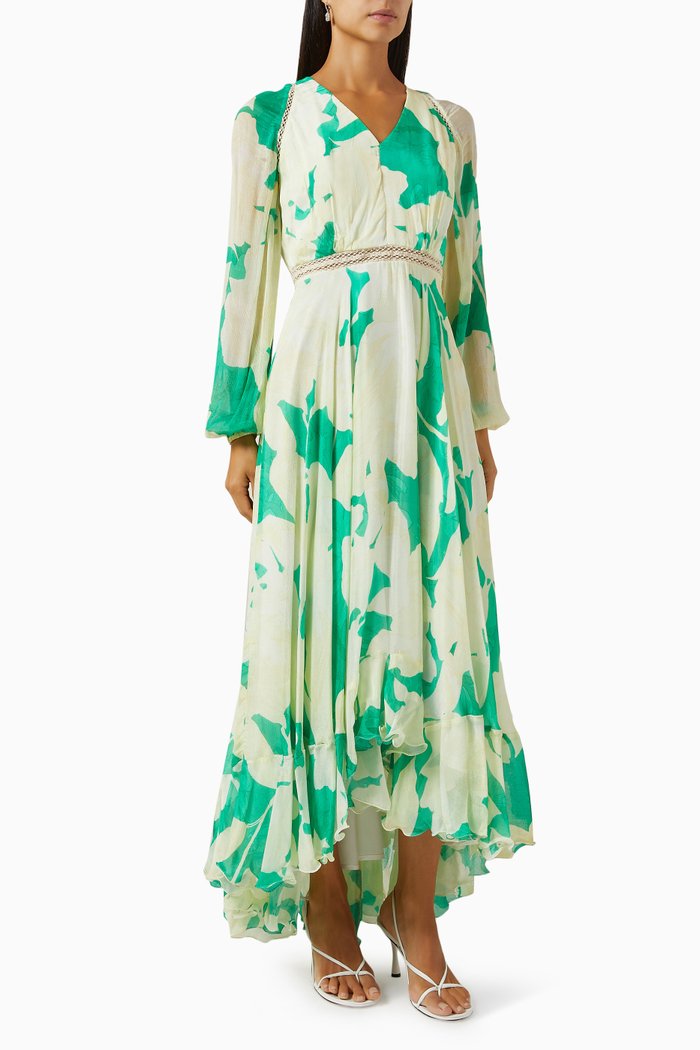 High-low Dress in Chiffon, Green