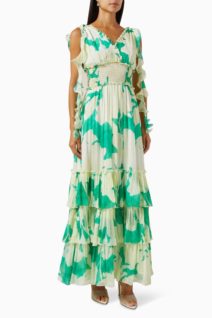 

Printed Dress in Chiffon, Green