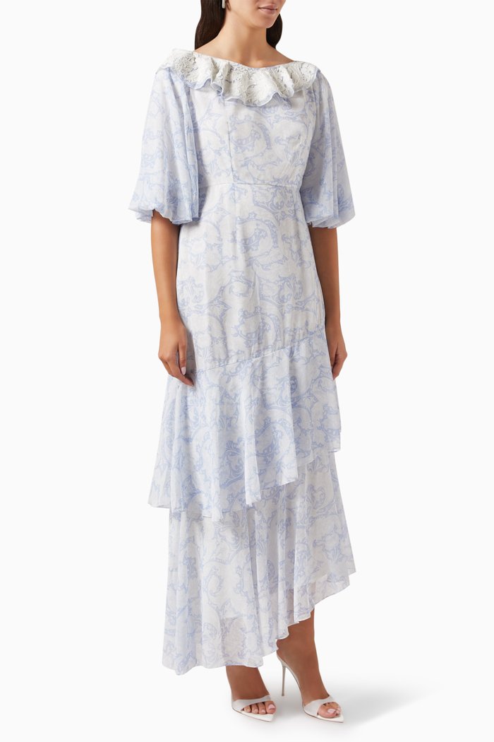 Skylar Dress in Chiffon, Blue