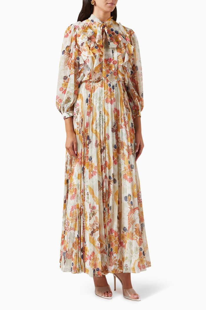 

Alora Ruffled Maxi Dress in Chiffon, Neutral