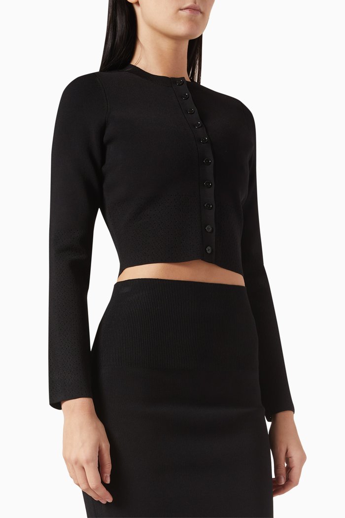 

Cropped Cardigan in Viscose Blend, Black