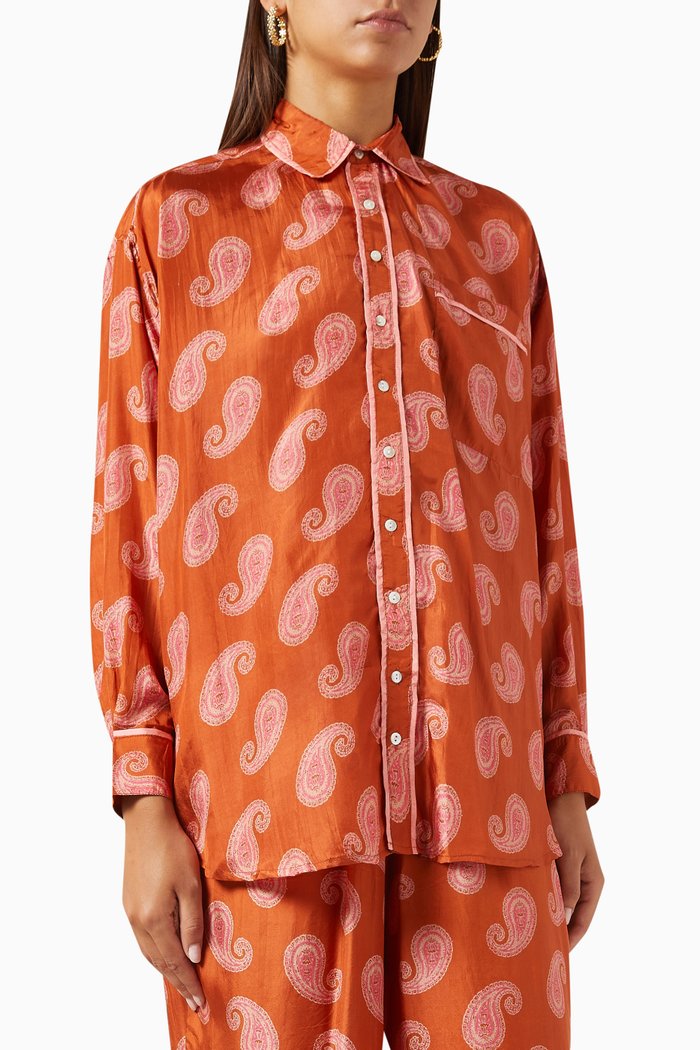 

Sydney Shirt in Silk Habotai, Orange
