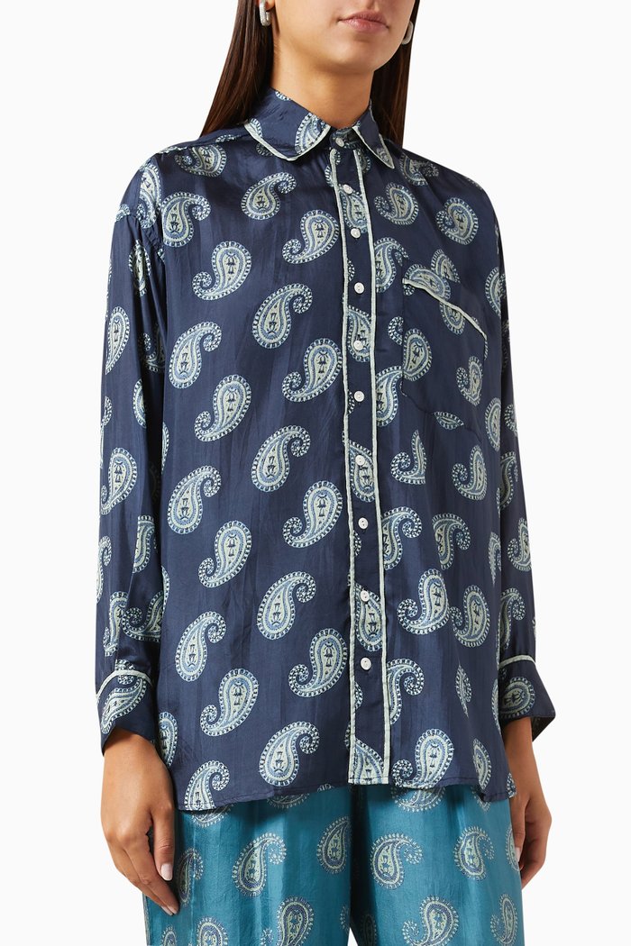 

Sydney Shirt in Silk Habotai, Green