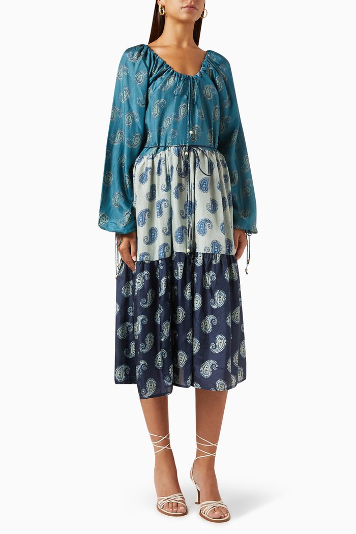 

Zoey Midi Dress in Silk Habotai, Green