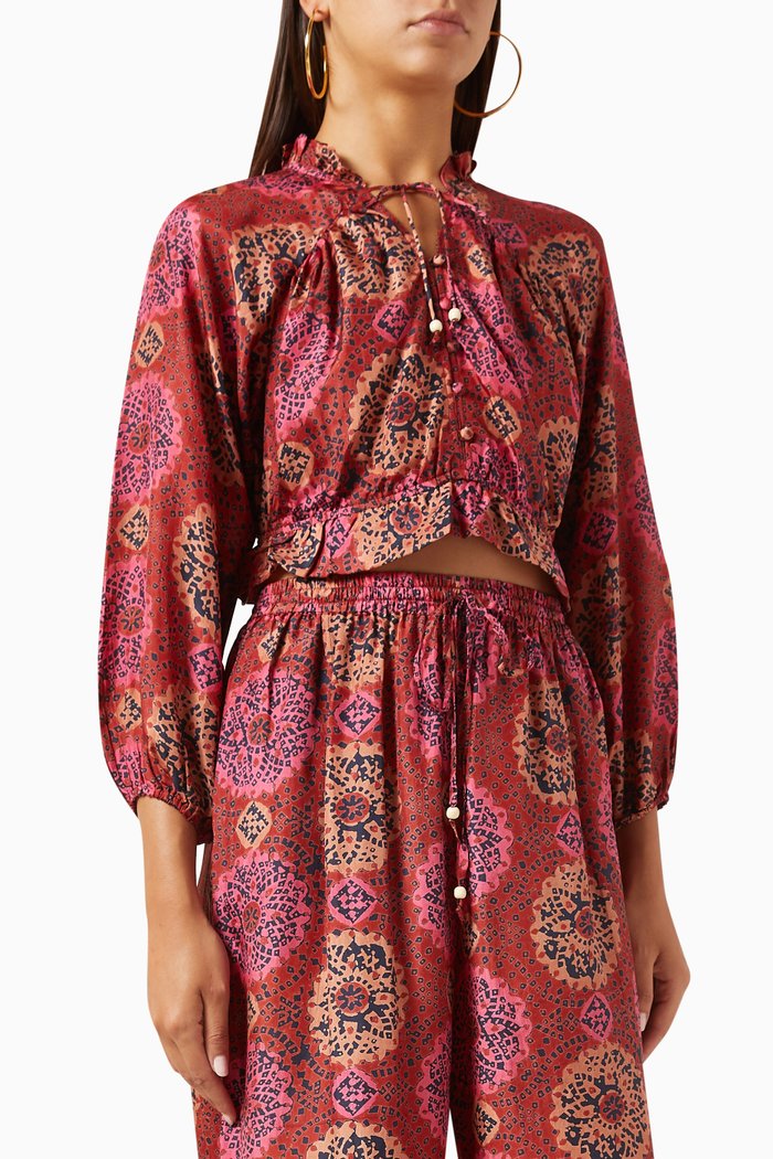 

Harlow Crop Top in Silk Habotai, Red