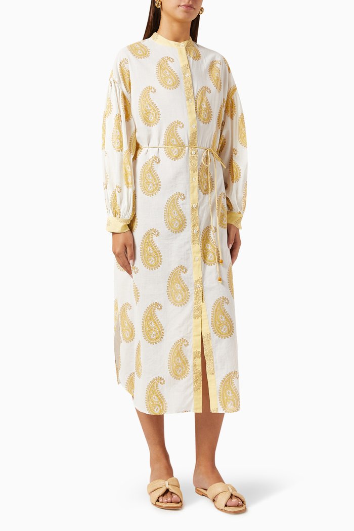 

Luciana Midi Shirt Dress in Cotton-voile, Neutral