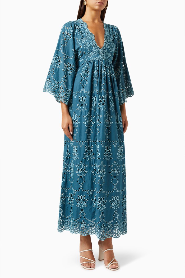 

Rosa Broderie Anglaise Maxi Dress, Blue