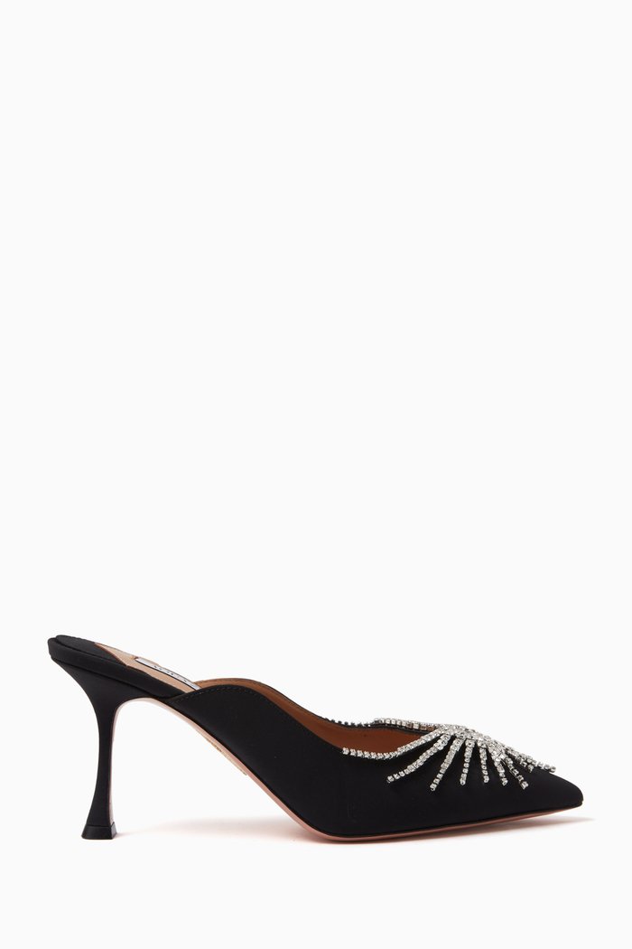 

Sunshine 75 Mule Sandals in Grosgrain, Black