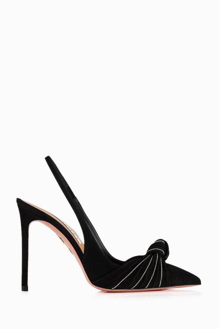 Atelier 105 Crystal-embellished Slingback Pumps in Suede, Black