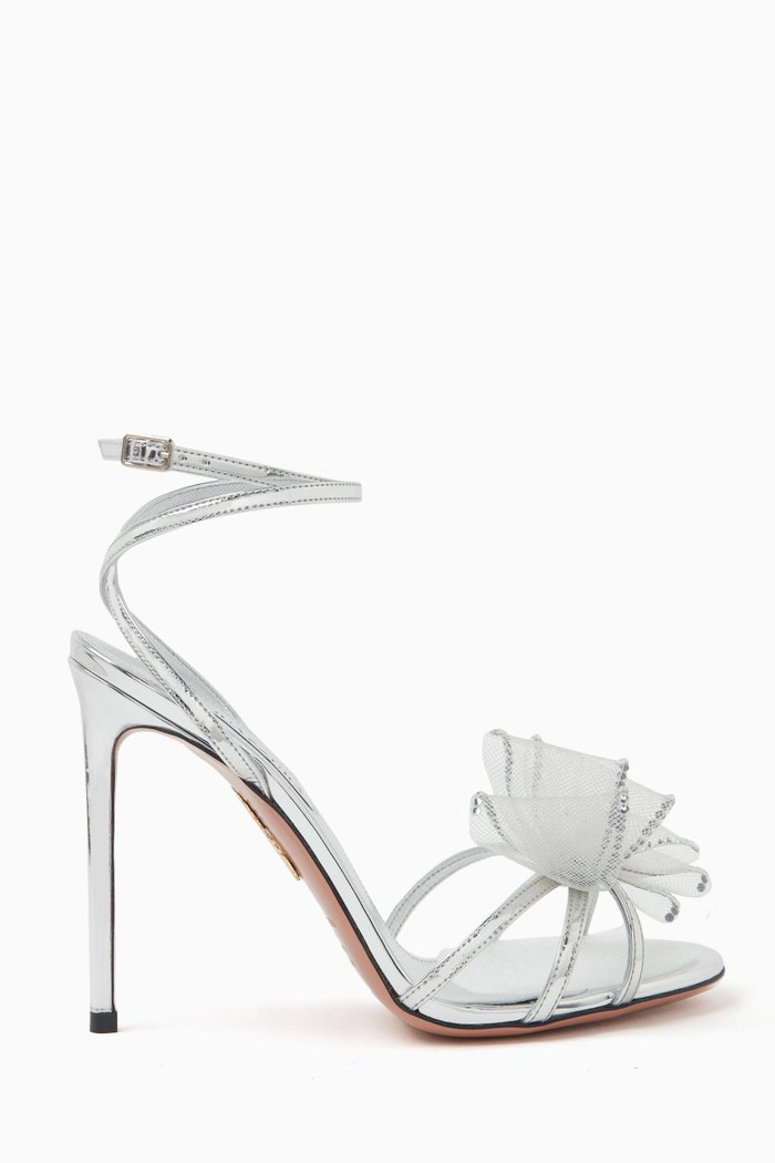 

Reve 105 Wrap Sandals in Metallic Leather, Silver