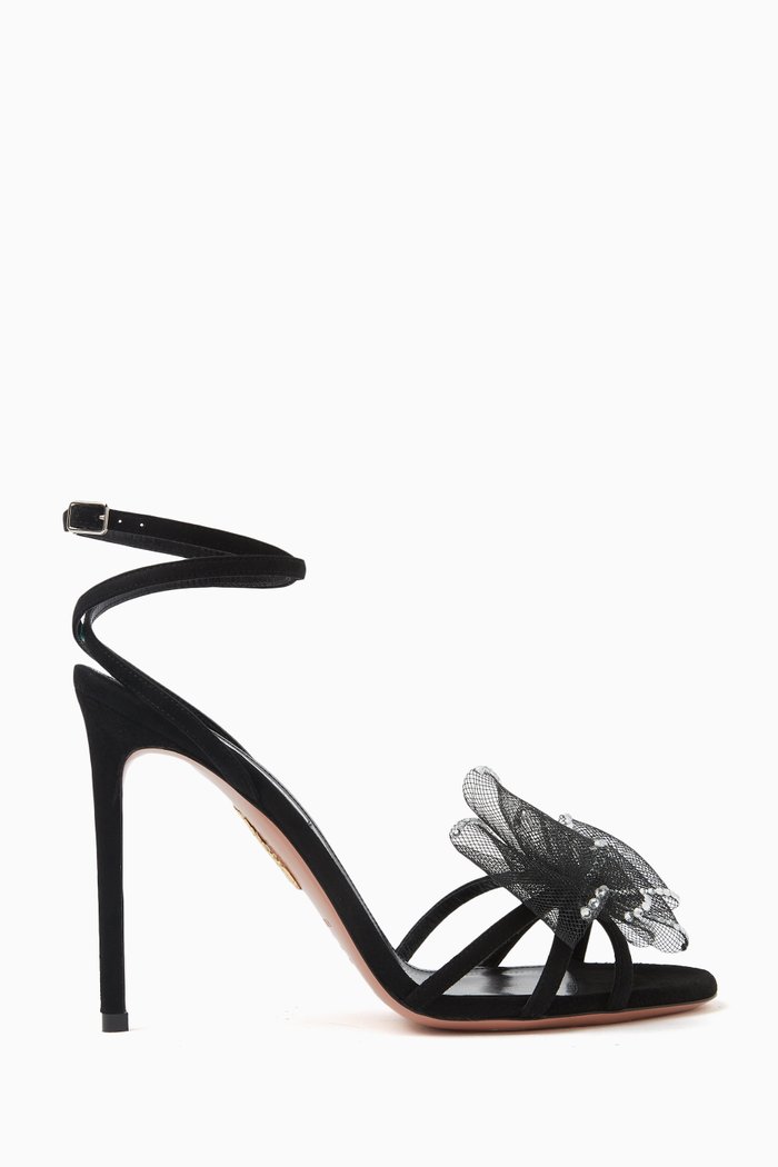 

Reve 105 Wrap Sandals in Metallic Leather, Black