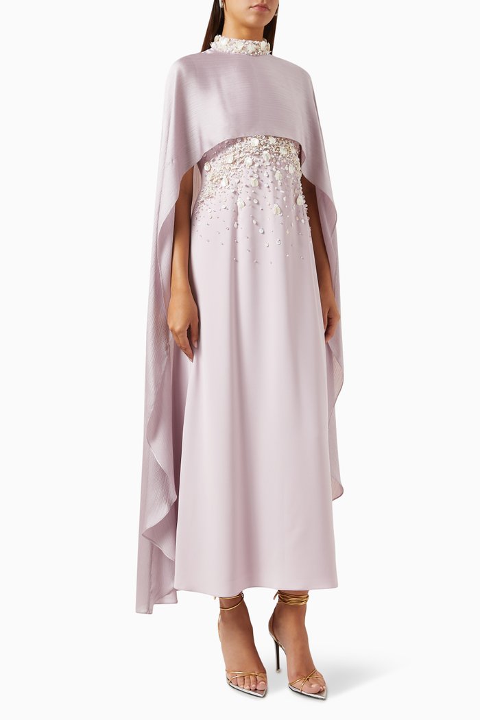 

Roya Embellished Cape Kaftan, Purple
