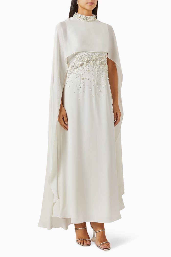 

Roya Embellished Cape Kaftan, Neutral