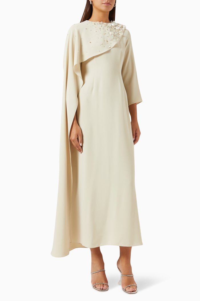 

Ginny Embellished Cape Kaftan, Neutral