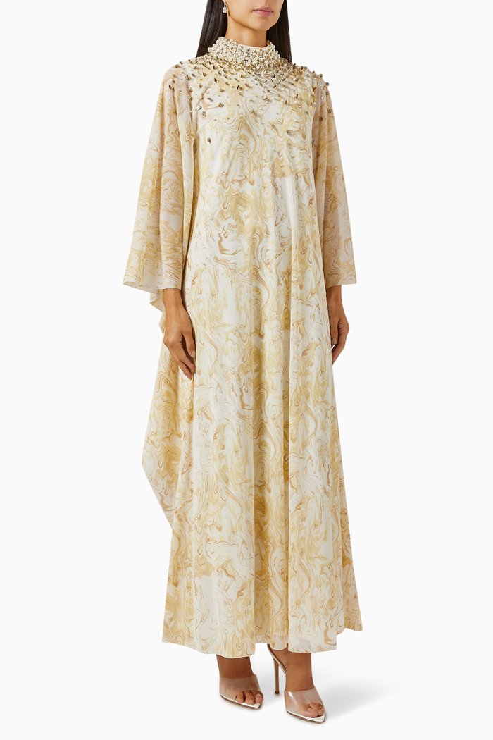 

Marble II Embellished Butterfly Kaftan in Tulle, Yellow