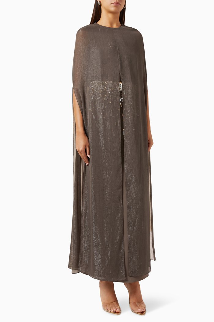 Odelia Embellished Crop Top & Skirt Set, Brown