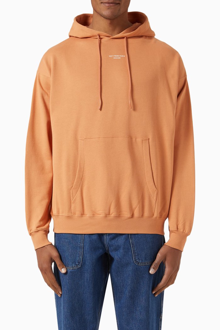 Le Hoodie Slogan à Poche in French Terry, Orange