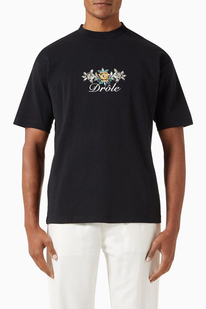 

Le T-Shirt Drôle Fleuri in Cotton Interlock, Black