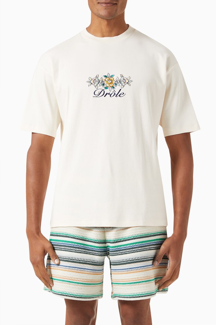 

Le T-Shirt Drôle Fleuri in Cotton Interlock, Neutral