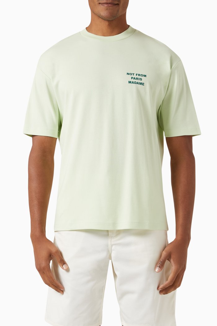 

Le T-Shirt Slogan in Cotton Interlock, Green