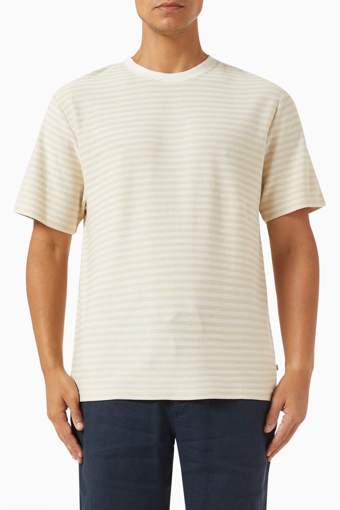 

Dean Tonal Stripe T-shirt in Organic Cotton, White
