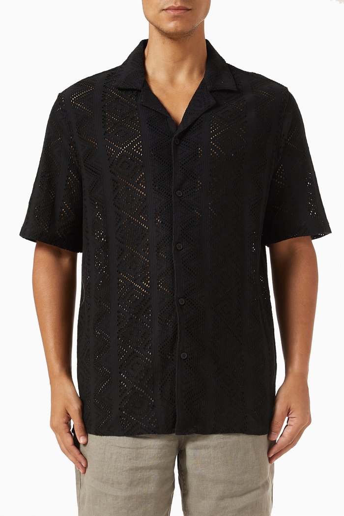 

Didcot Shirt in Cotton-elastane Blend Lace, Black