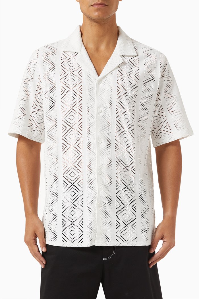 

Didcot Shirt in Cotton-elastane Blend Lace, White