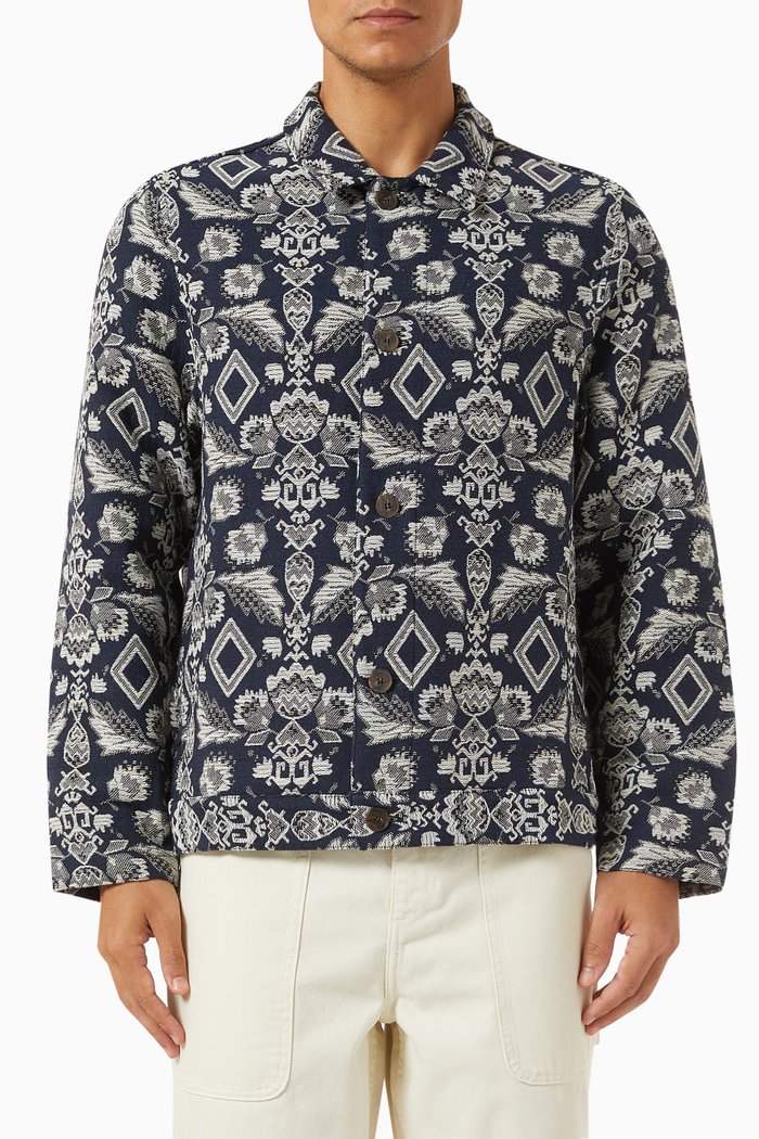 

Iggy Floral Jacquard Jacket in Woven Cotton, Blue