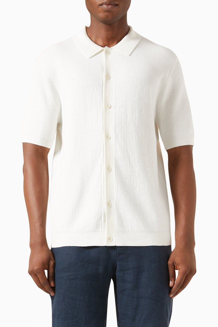 

Tellaro Ribbed Shirt in Woven Cotton, White