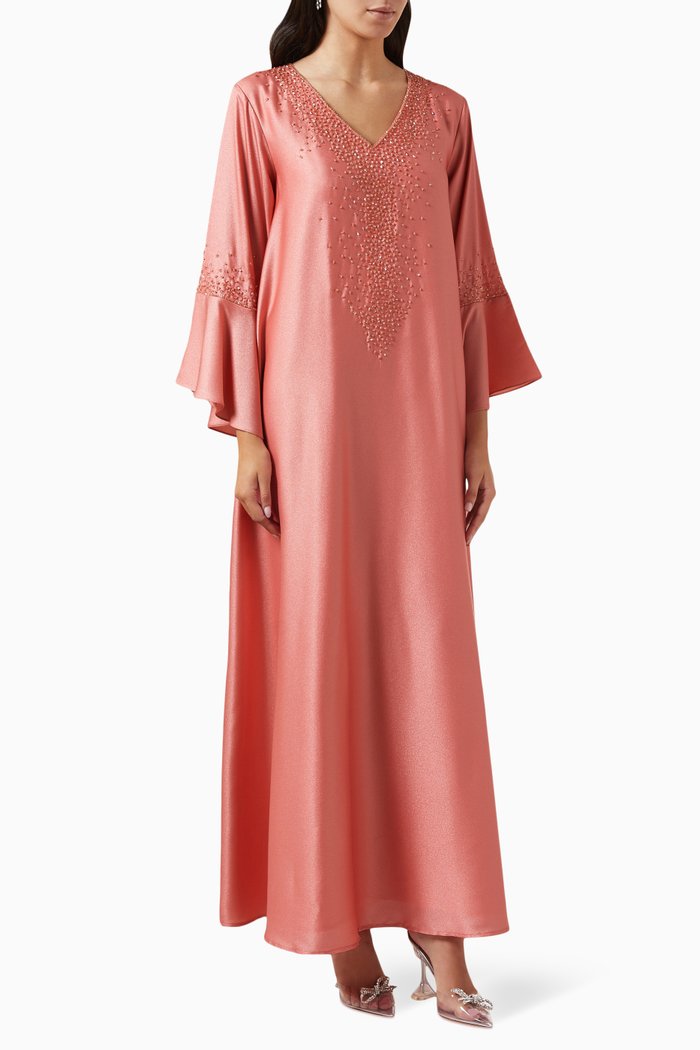 

Embellished Jalabiya in Crepe, Pink