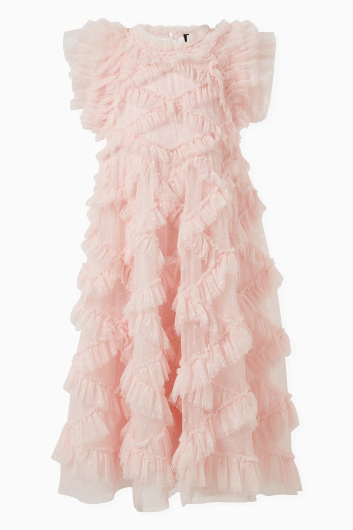 

Genevieve Ruffled Dress in Tulle, Pink