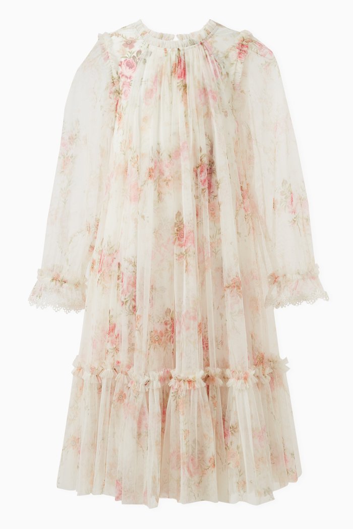 

Trailing Blooms Dress in Tulle, White
