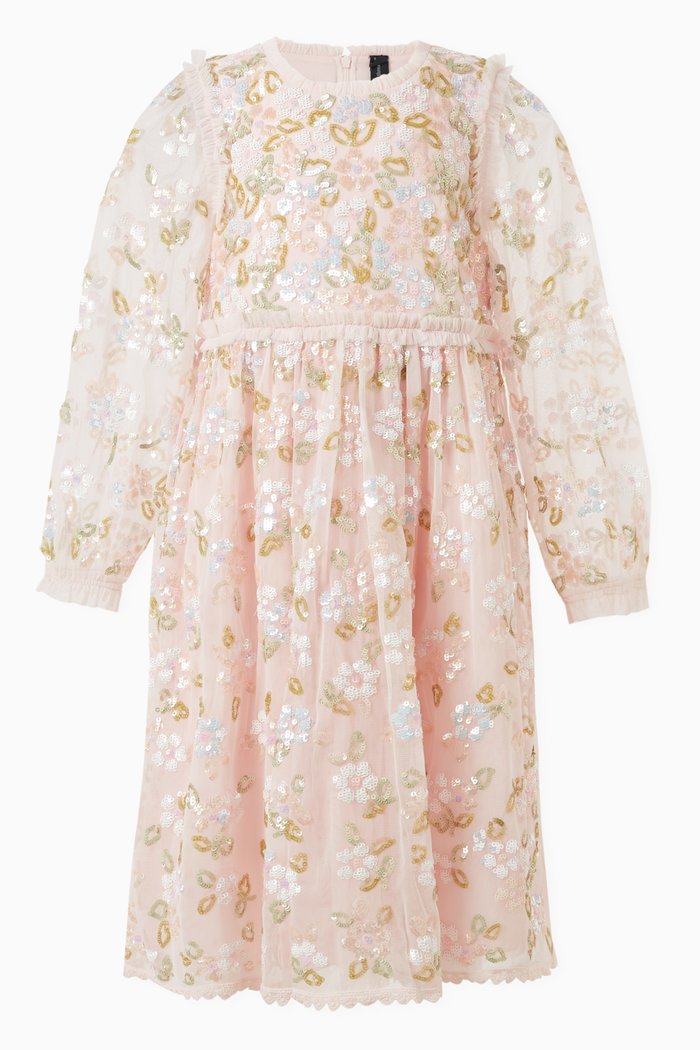 

Lena Embellished Dress in Tulle, Pink