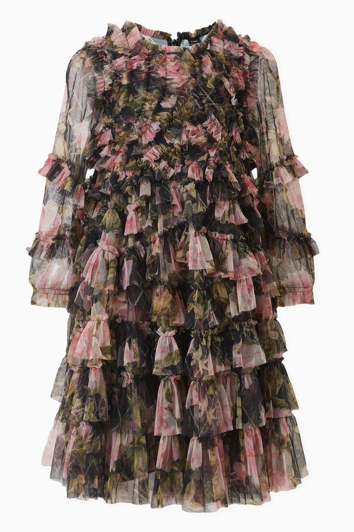 

English Rose Ruffle Dress, Black