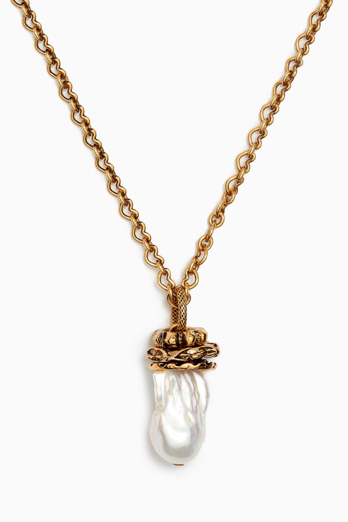 

One Love Necklace in Gold-plated Brass, White