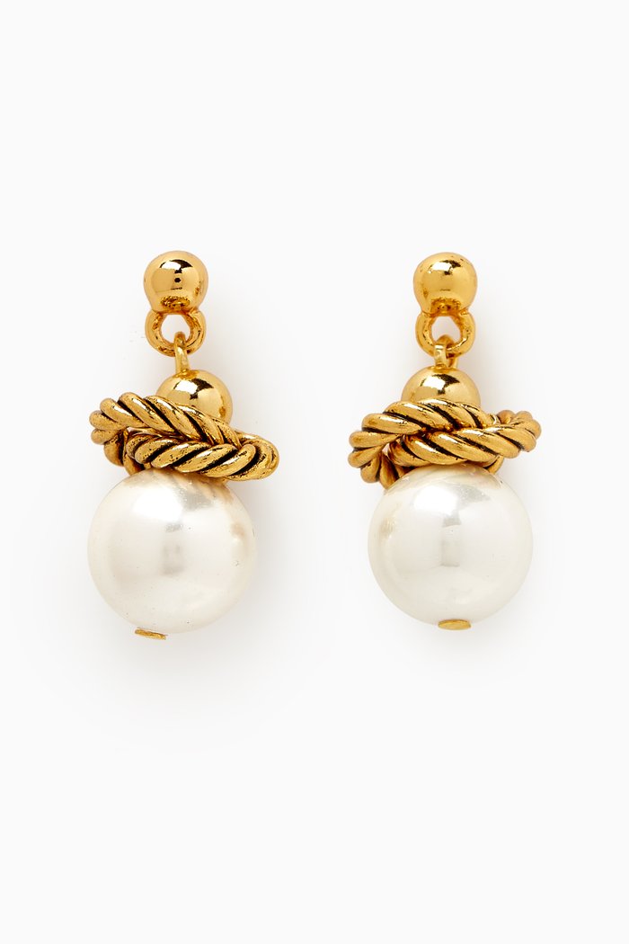 

Audrey Earrings in Gold-plated Brass, White