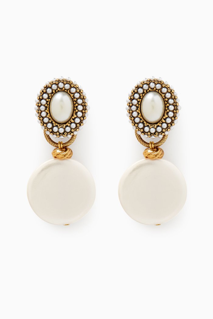 

Behind the Scenes Clip-on Earrings in Gold-plated Brass, White