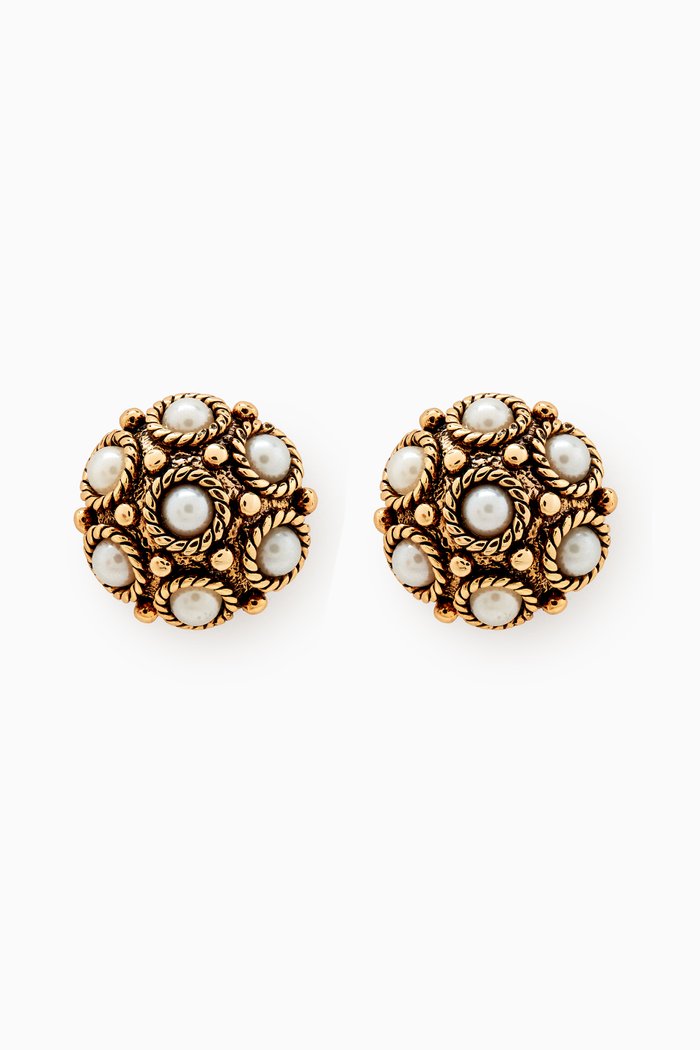 

Go Bananas Stud Earrings in Gold-plated Brass, White